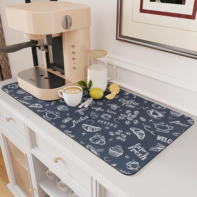 AMOAMI Coffee Mat Hide Stain Rubber Backed Absorbent Dish Drying Mat by AMOAMI