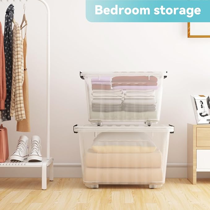 Nazhura 97Quart Plastic Storage Bin, Stackable and Nestable Storage Boxes - Image 4