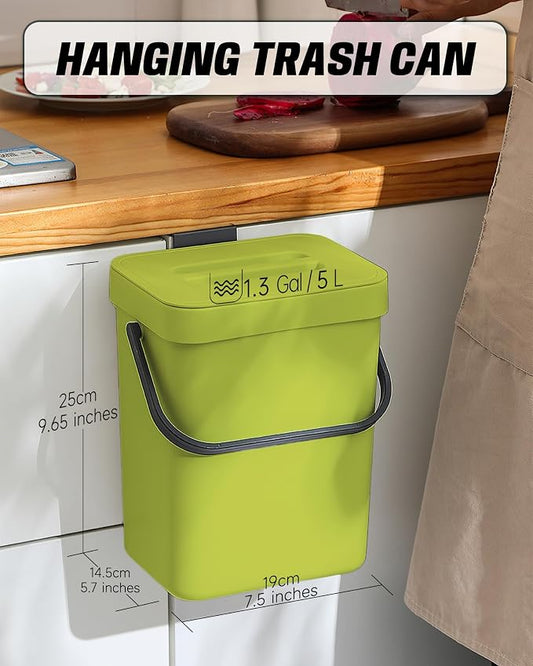 Compost Bin for Kitchen Countertop 5L/1.3 Gal Hanging Small Trash Can - Image 2