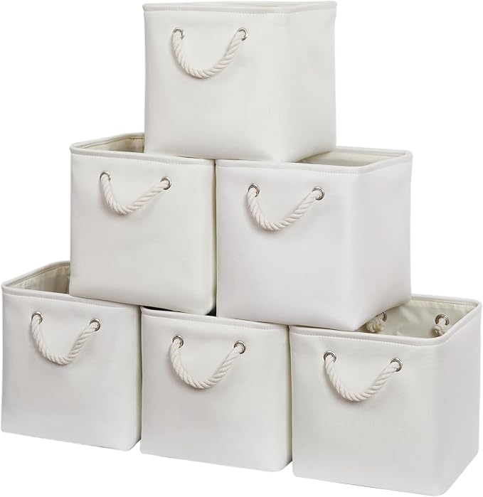 11 x 11 Inch Storage Cubes, 6 Pack Large Collapsible Fabric Storage Bin by ISEMINGLA
