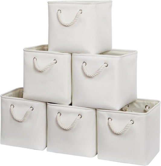 11 x 11 Inch Storage Cubes, 6 Pack Large Collapsible Fabric Storage Bin by ISEMINGLA