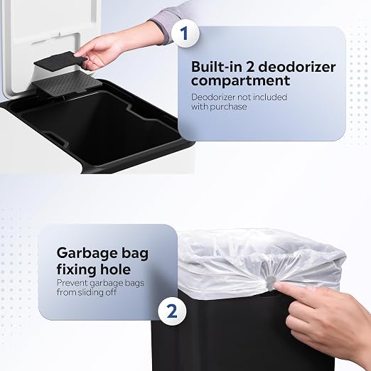 WLIVE Dual Trash Can, 2 x 8 Gallon, Step Trash Can - Image 5