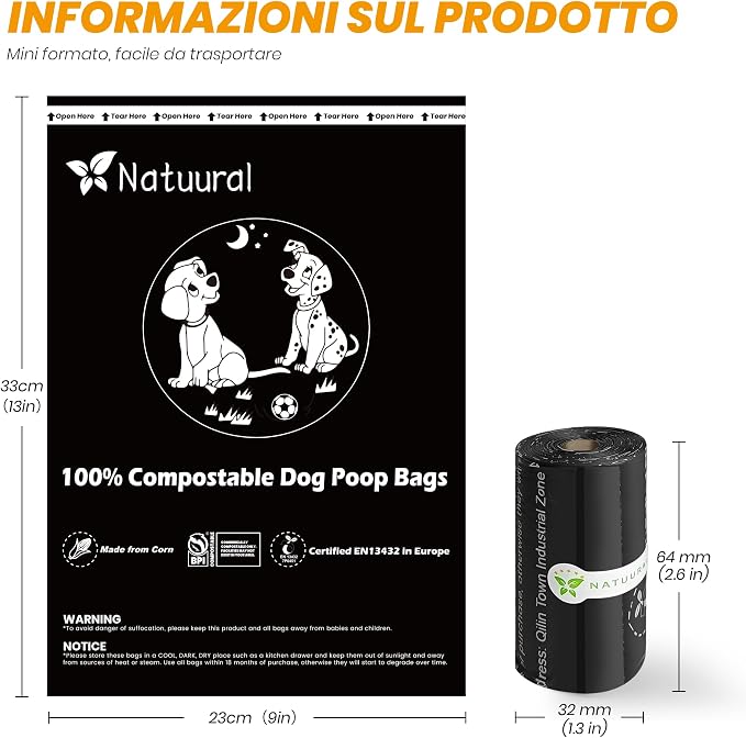 Certified Compostable Dog Poop Bags-270 Bags 18Rolls, Poop Bags - Image 3