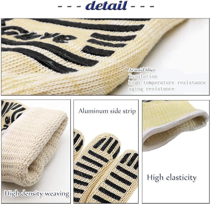 Oven Gloves, Heat Resistant 540 Degrees Grilling Gloves, Hot Surface Handler - Image 3