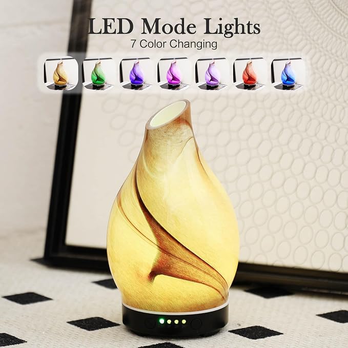 Porseme 150ml Essential Oil Diffuser Glass Color Changing Aroma Air Diffusers - Image 2