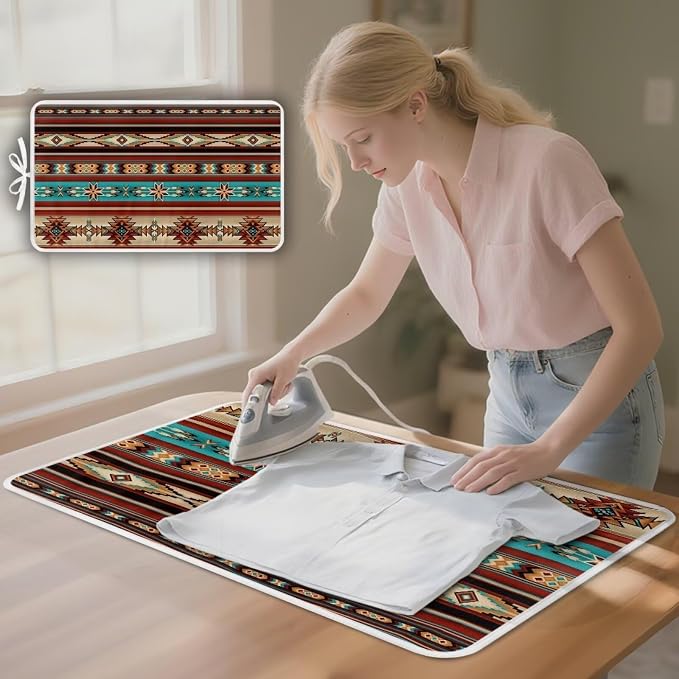 Aztec Ironing Mat Ironing Board Pad Heat Resistant, Quilting & Travel Blanket - Image 3