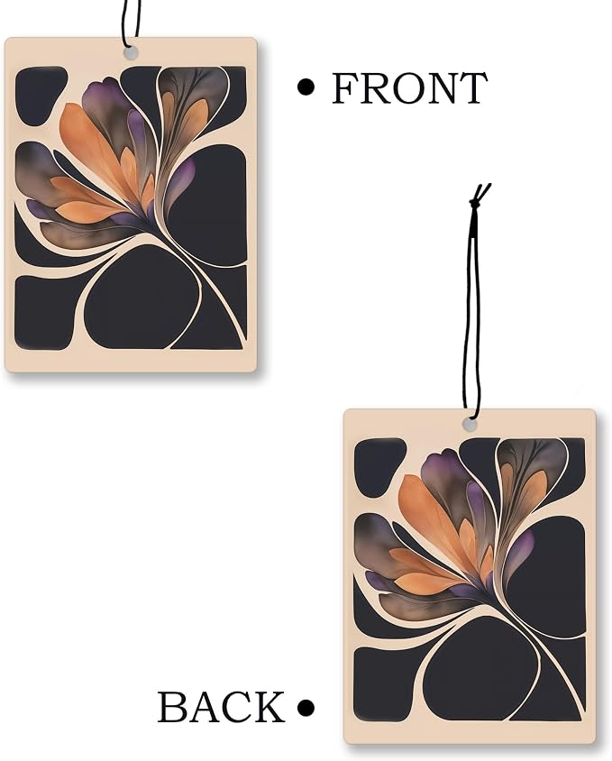 Boho Abstract Floral Car Air Freshener 4 Pcs, Retro Orange and Black Flower - Image 7