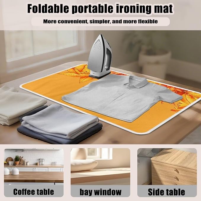 Yellow Ironing Mat Pumpkin Ironing Board Pad Heat Resistant, Quilting & Travel - Image 6
