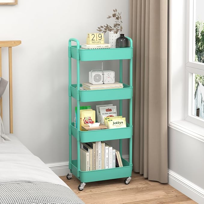 Sywhitta 4-Tier Plastic Rolling Utility Cart - Image 6