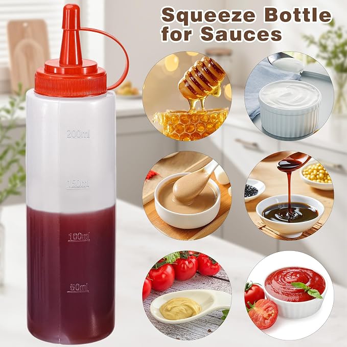 Condiment Squeeze Bottles Ketchup Dispenser, 2 Pack 8oz Squeeze Bottles - Image 5