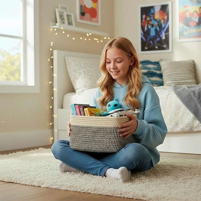 Small Cotton Rope Basket – Storage Bin - Image 3