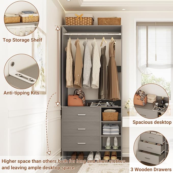 Aheaplus 2.5FT Closet System - Image 2
