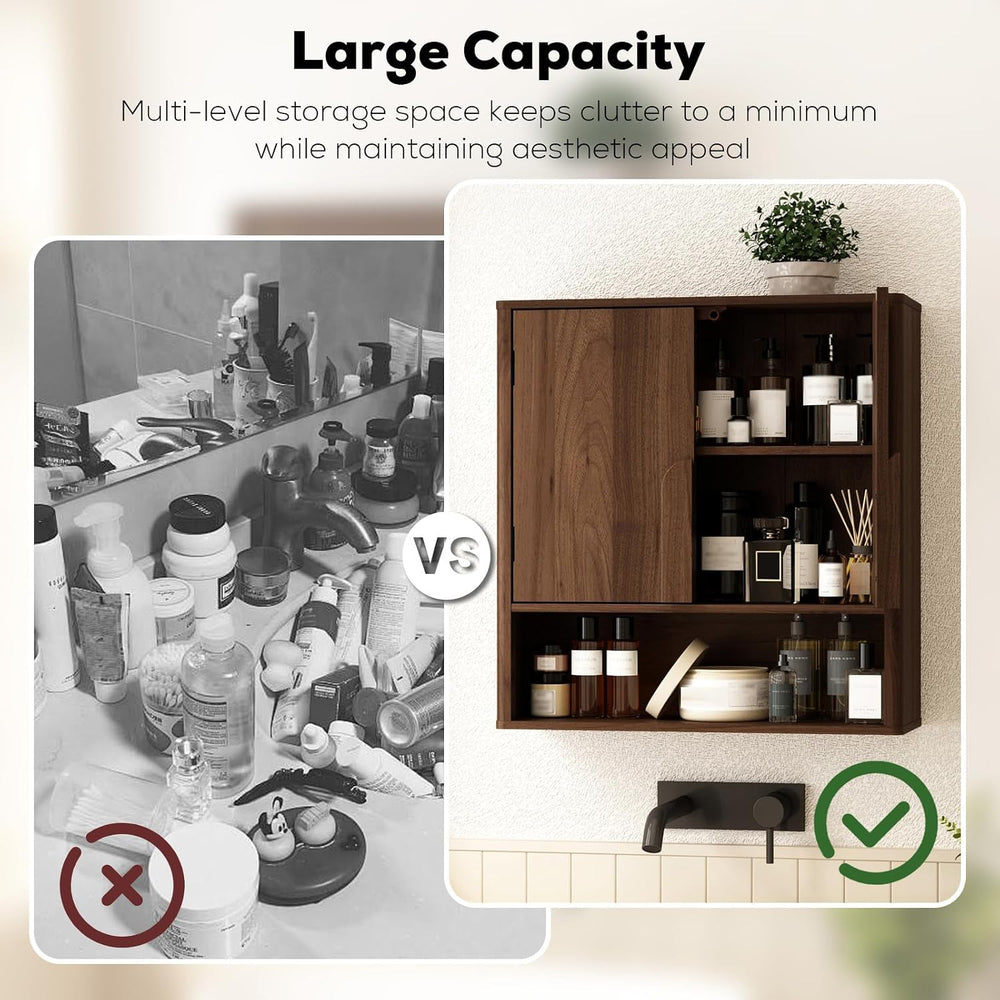 RUSTOWN Wall Mounted Bathroom Cabinets with Rounded Edges & Curved Handles