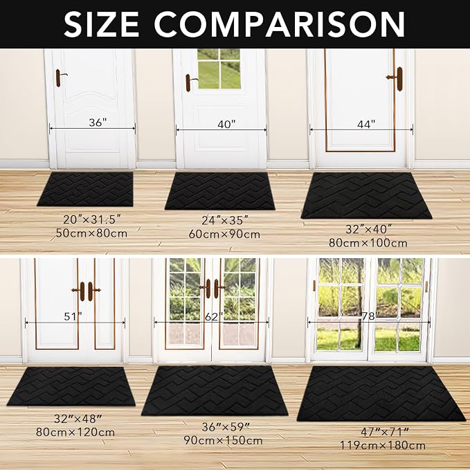 hicorfe Indoor Doormat, Front Back Door Mat Rubber Backing Non Slip Door Mats - Image 5