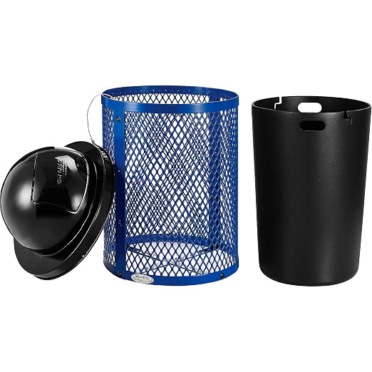 Global Industrial 36 Gallon Outdoor Steel Trash Can - Image 2