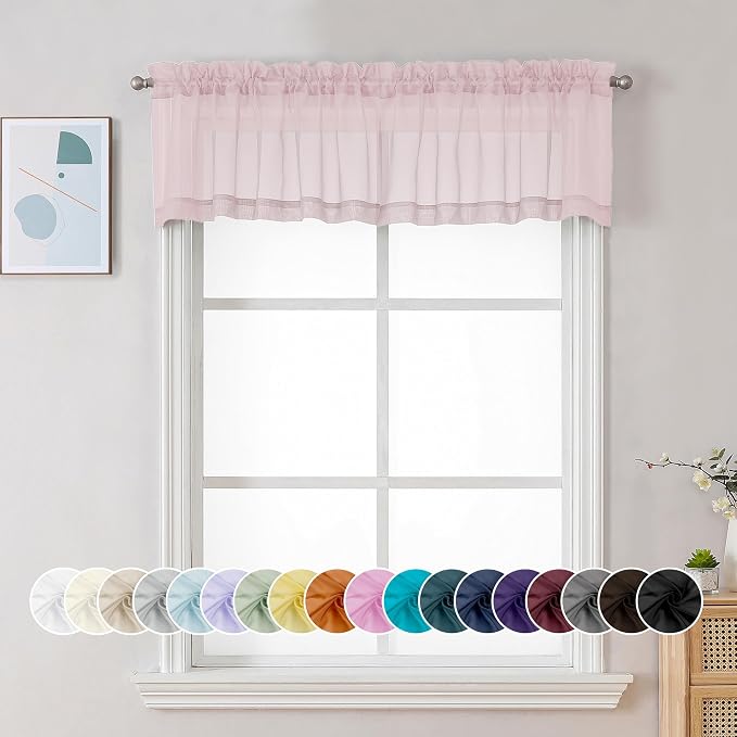 Chyhomenyc Sheer Valances for Windows, Small Window Curtains for Living Room by Chyhomenyc