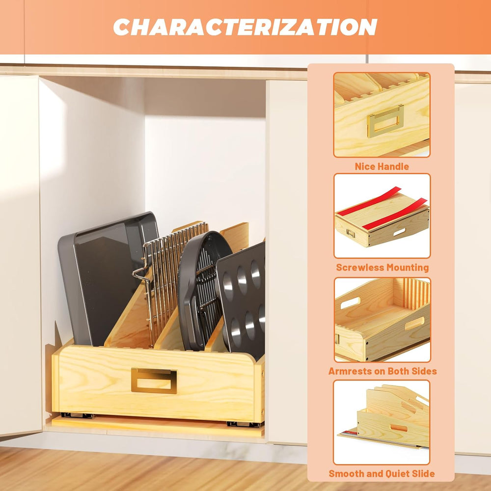 Pull Out Organizer for Cabinets, Baking Sheet Organizer