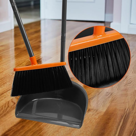 Long Handle Broom with Upright Standing Dustpan Combo - Image 2