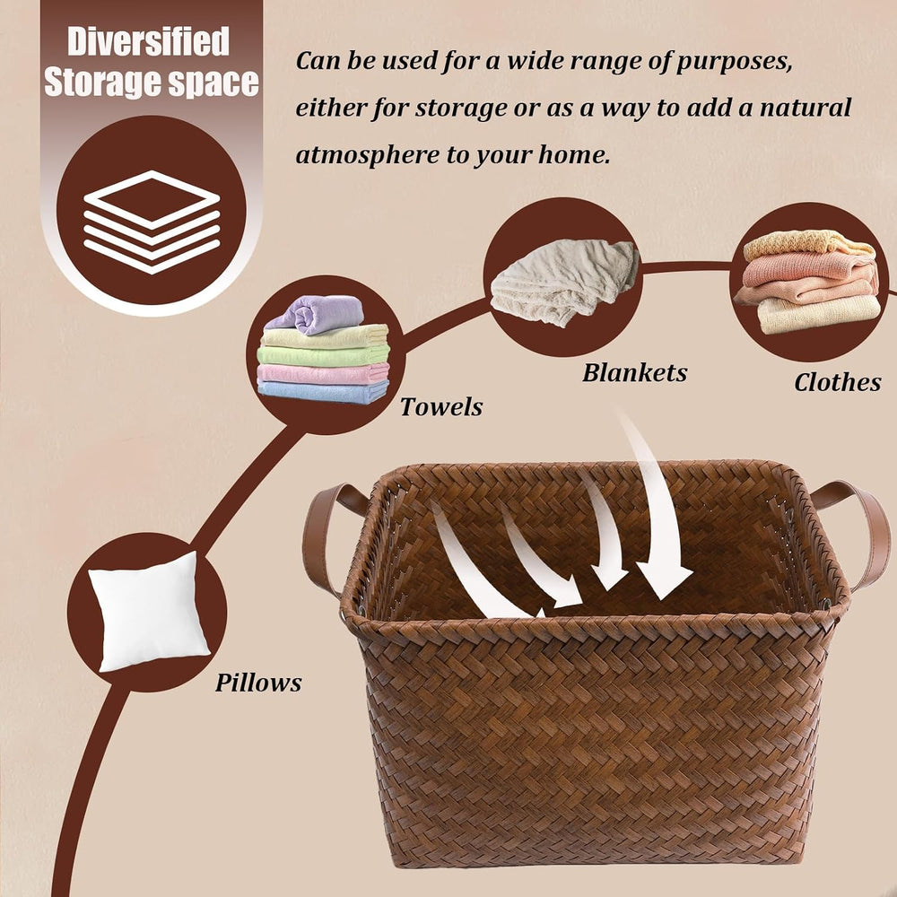 BROWNLILY Handwoven Clothes Basket Laundry Hampers Large Wicker Storage Baske...