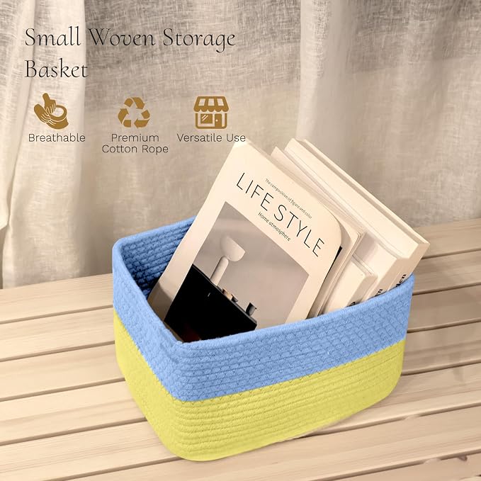 Hopegiver Woven Storage Baskets 11x8x7 Inch, 3 Pack Collapsible Cube Storage Bin - Image 2