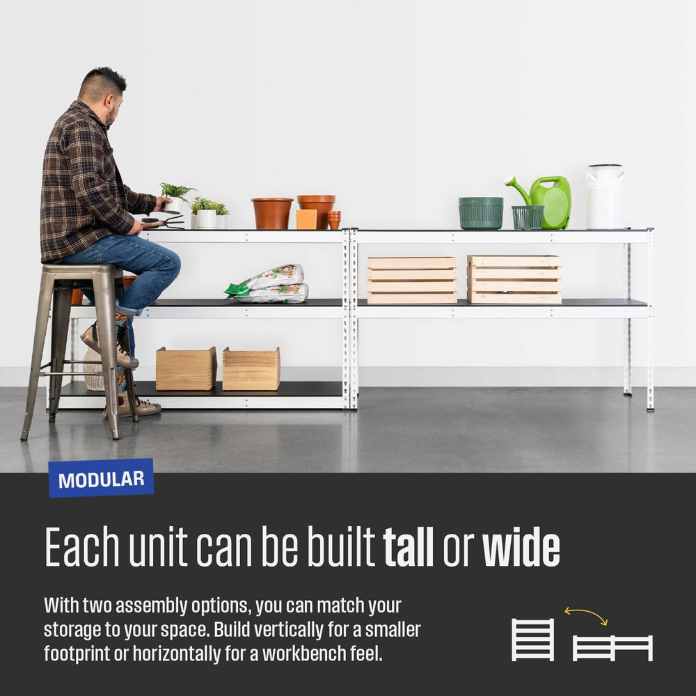 SafeRacks 5-Tier Modular Garage Shelving, White, 18”x60 x72