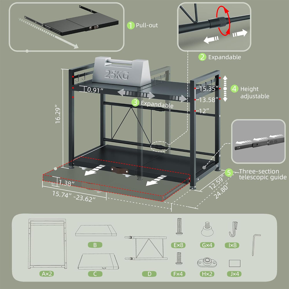 NETEL 2 Tier Expandable Microwave Stand countertop,Microwave Oven Rack