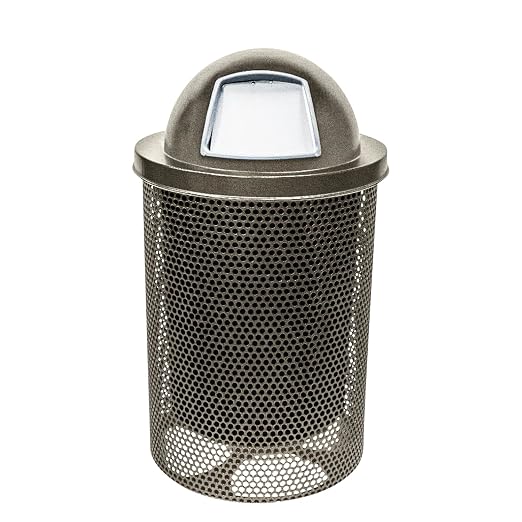 COATEDOUTDOORFURNITURE 32-Gallon Heavy-Duty Punched Steel Round Trash Receptacle by CoatedOutdoorFurniture