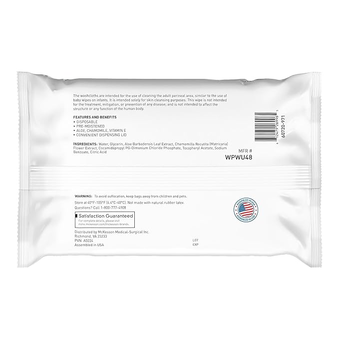 McKesson Washcloth Wipes for Adults, Unscented Disposable Wash Cloths for Body - Image 7
