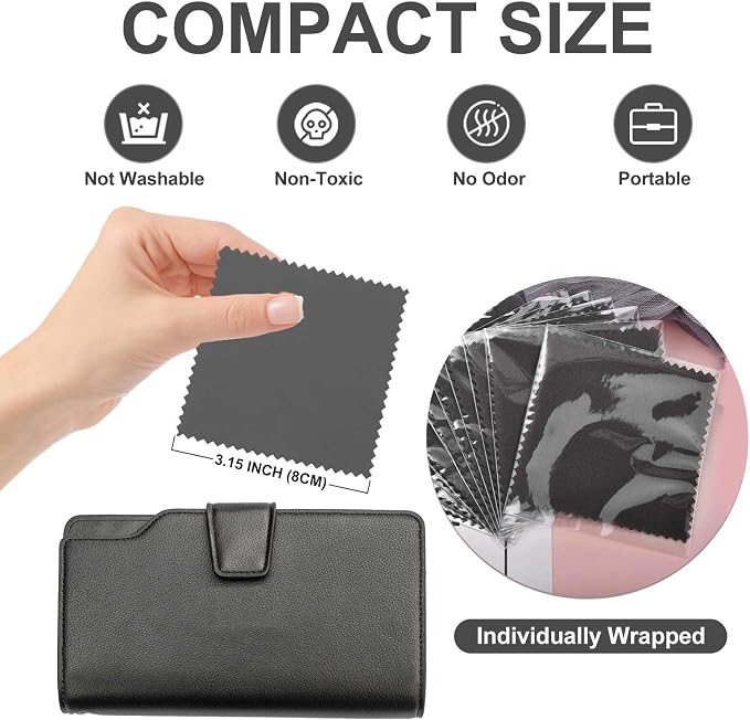 SEVENWELL 50pcs Jewelry Cleaning Cloth Dark Gray Polishing Cloth - Image 2