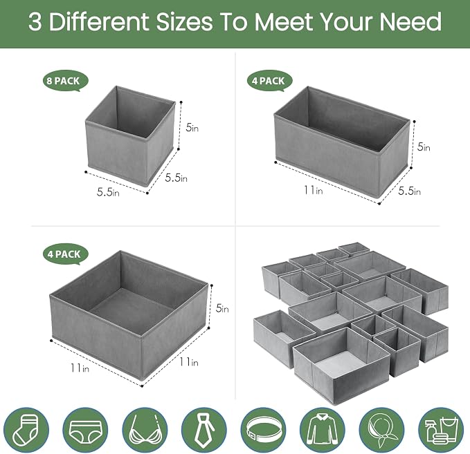 Criusia Drawer Organizer Clothes, 16 Pack Underwear Drawer Organizers, Foldable - Image 3