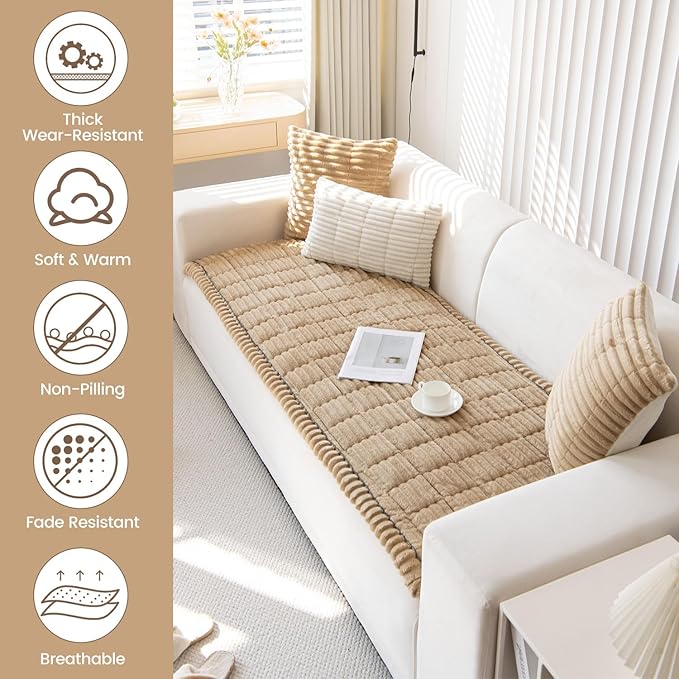OTOB Dog Couch Covers for 3 Cushion Washable Non Slip Plush Pet Friendly Bed - Image 2