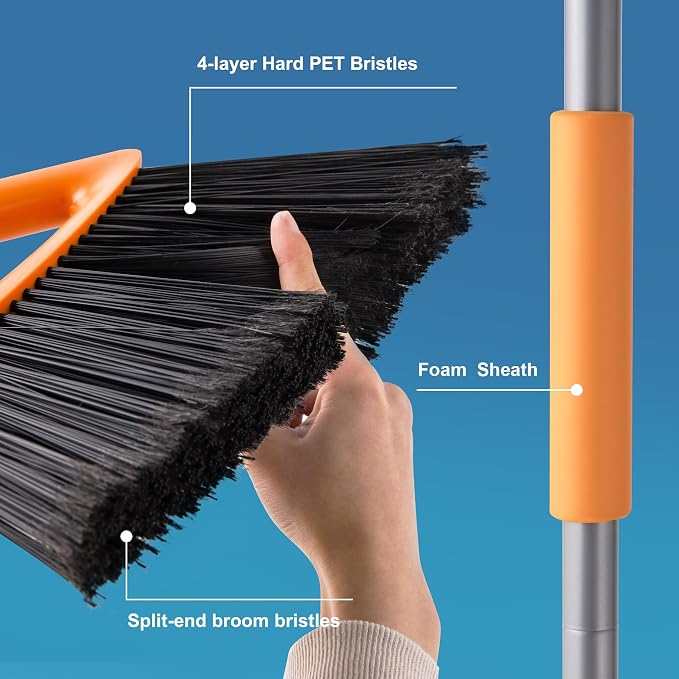 Outdoor Brooms for Sweeping Patio, Commercial Grade Heavy Duty Broom - Image 4