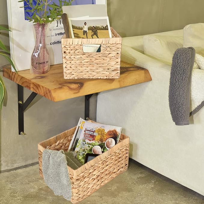 Water Hyacinth Wicker Baskets for Organizing, Rectangular Wicker Baskets - Image 4