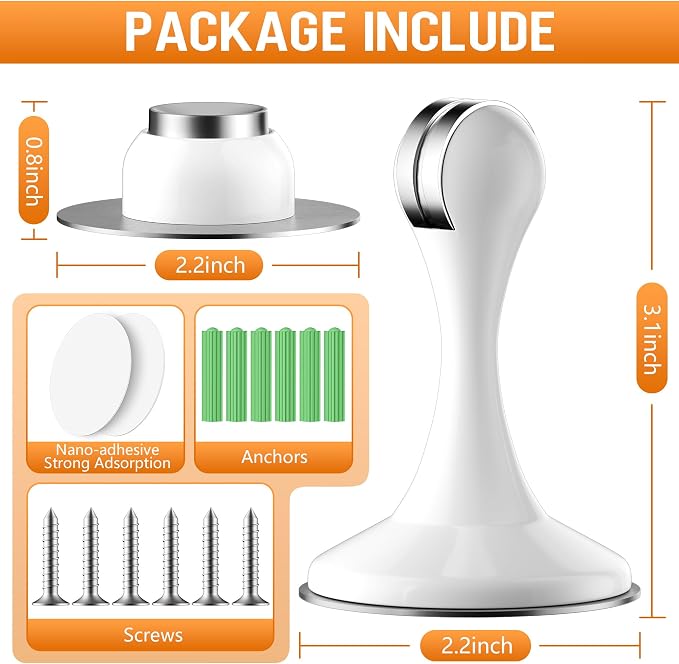 Crosize Magnetic Door Stoppers 2 Pack, Stainless Steel Door Catch - Image 3
