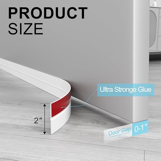 Heavy-Duty 36 ft x 2 in Weather Stripping, Extra Thick 2mm Door Draft Stopper - Image 2