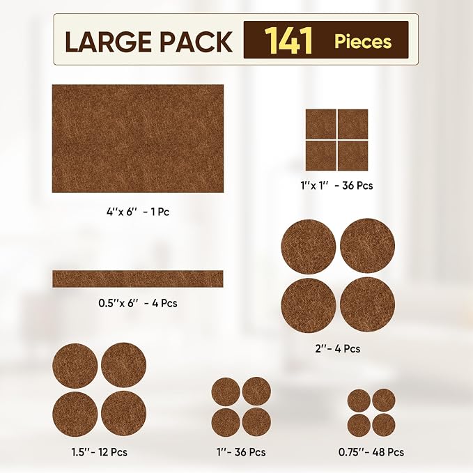 BALEINE 141PCS Felt Furniture Pads, Scratch-Reducing Floor Protectors - Image 2