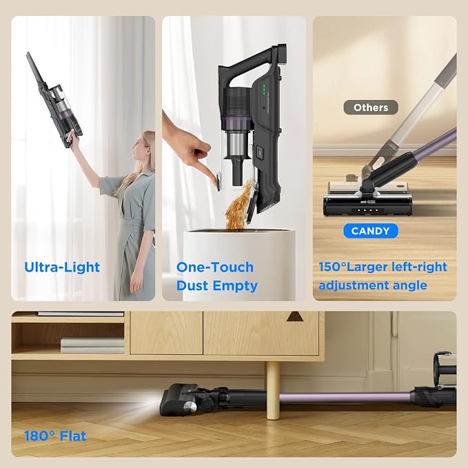 CANDY Cordless Vacuum Cleaner, Stick Vacuum Cordless Rechargeable, 45Mins - Image 6