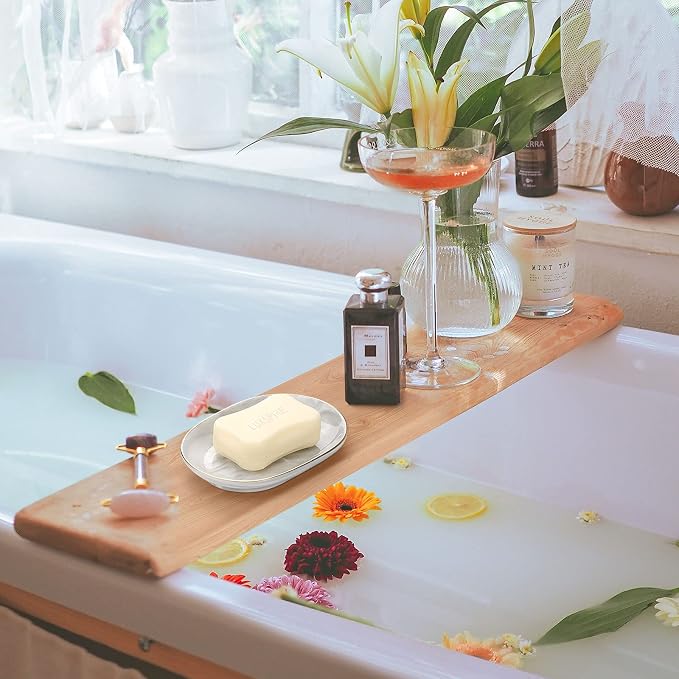 Luxspire Soap Dish Holder, Ceramic Marble Soap Tray Bar Soap Holder - Image 4
