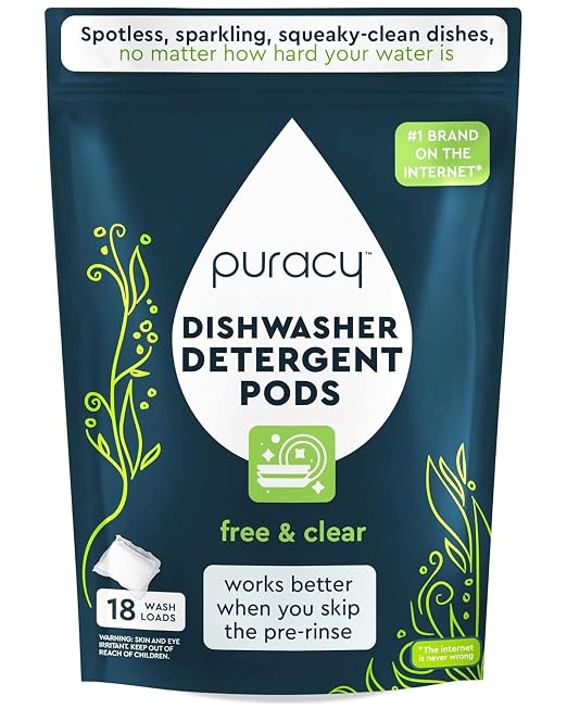 Puracy Dishwasher Pods, Natural Dishwasher Detergent, Free & Clear Dish tabs by Puracy