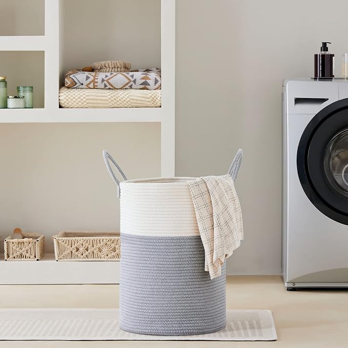 VIPOSCO Large Laundry Hamper, Tall Woven Rope Storage Basket - Image 7