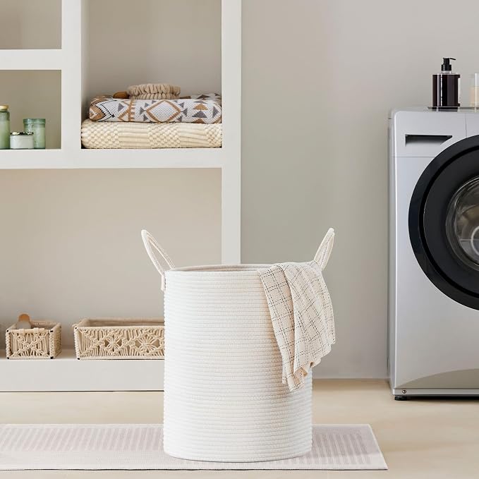 VIPOSCO Large Laundry Hamper, Tall Woven Rope Storage Basket - Image 7