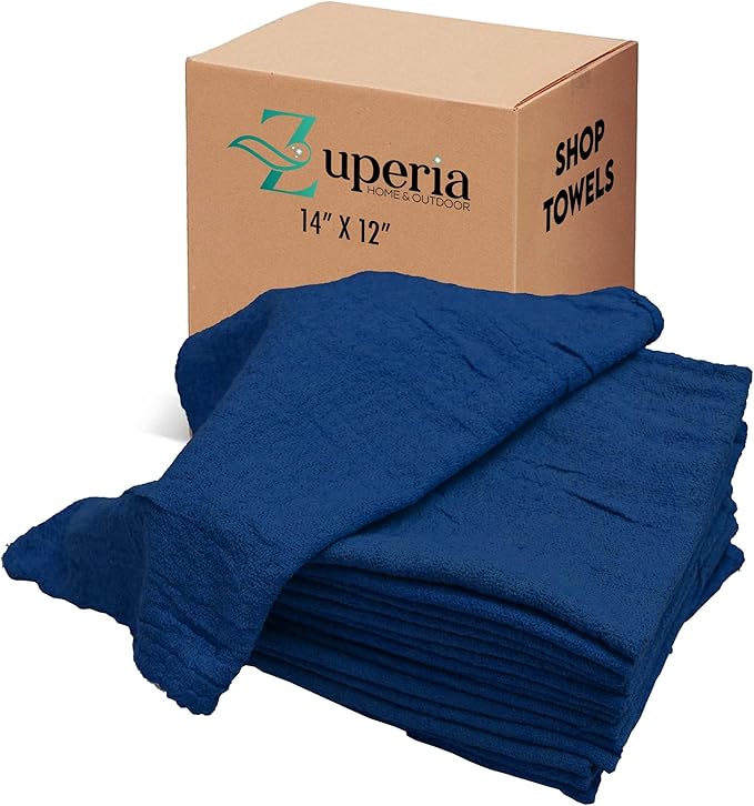 ZUPERIA Cotton Shop Towel – Multipurpose Cleaning Cloths Reusable Shop Rags by Zuperia