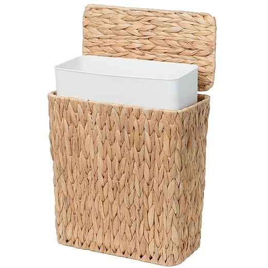 3 Gallon Wicker Trash Can, Small Bathroom Trash Can by WEAVECOMFORTINTOEVERYCORNER
