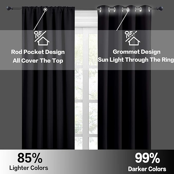 RYB HOME Short Kitchen Window Curtains 30 inches, W42 x L 30 inches, 2 Panels - Image 5