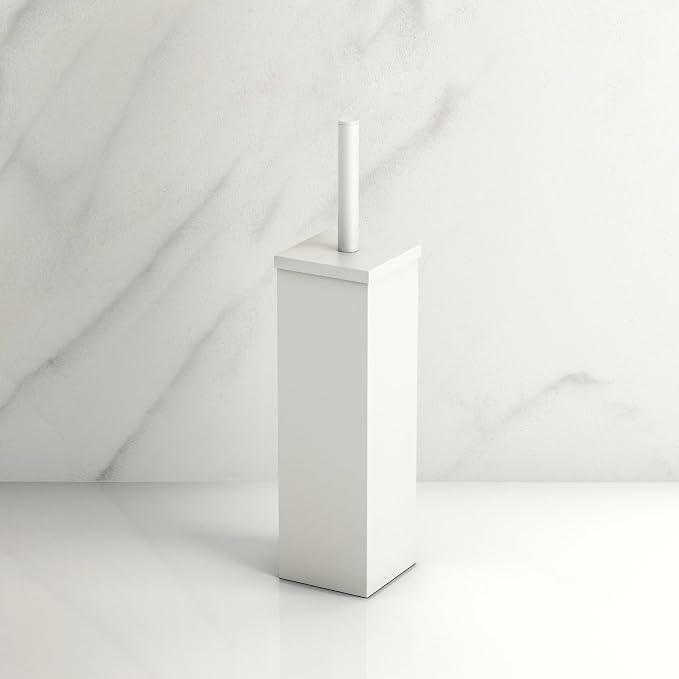 Gatco 1488W Elegant Square Toilet Brush Holder, Matte White - Image 2
