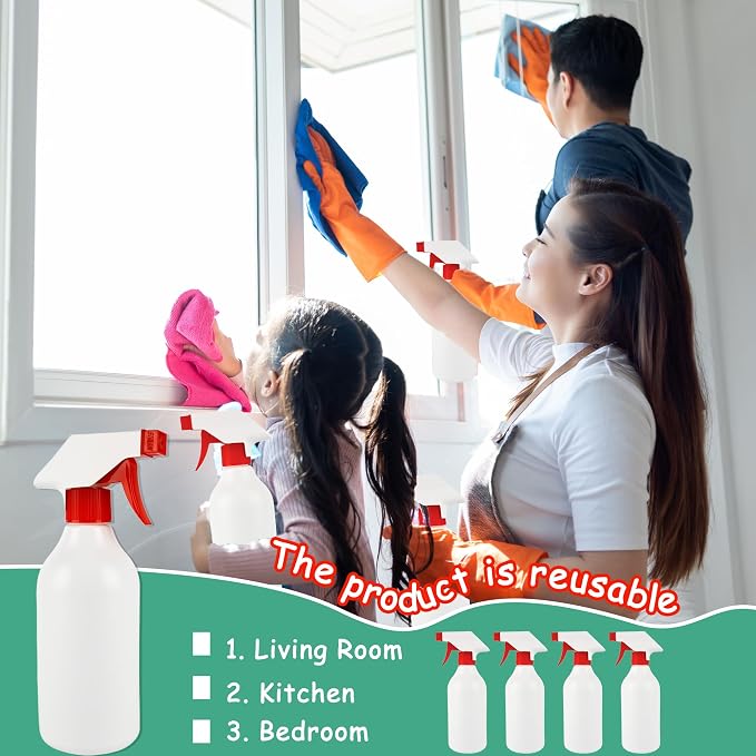 8 Pack Plastic Spray Bottles 16 oz Empty Refillable Spray Bottle - Image 5