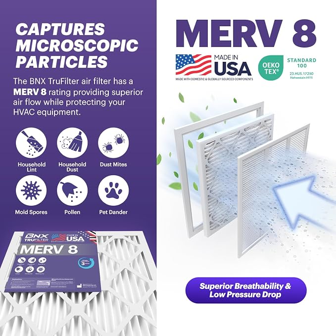 BNX TruFilter 16x25x2 Air Filter MERV 8 - Image 3