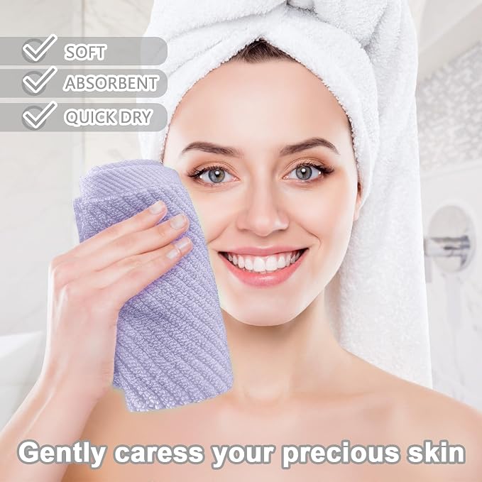 Washcloths for Showering, Thick Cotton Washcloths for Face, Lavender Face Towel - Image 3