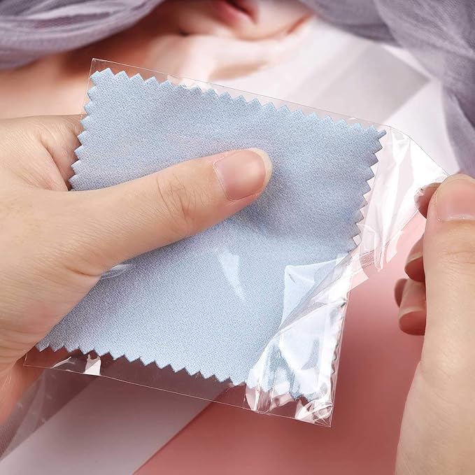 SEVENWELL 50pcs Jewelry Cleaning Cloth Blue Polishing Cloth - Image 6