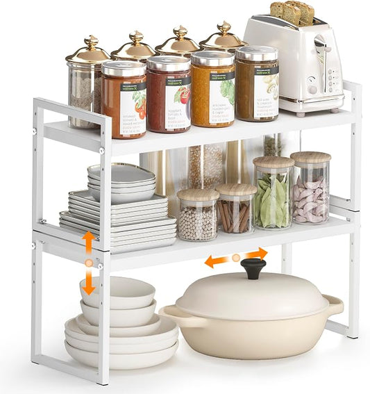 DOLALIKE Expandable Kitchen Countertop Organizer, Stackable Cabinet Shelf by DOLALIKE